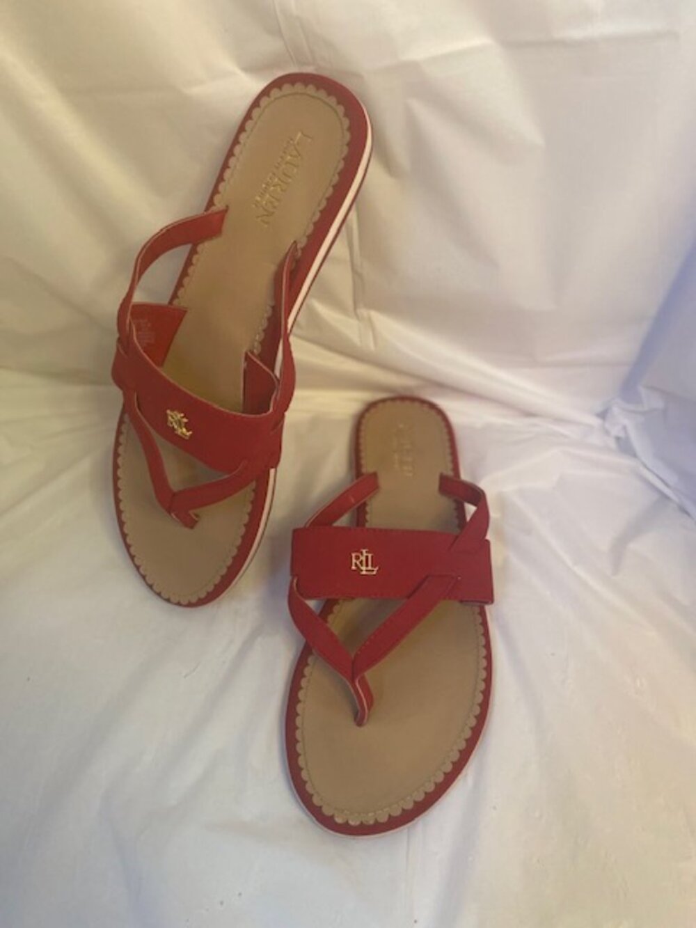 Lauren Ralph Lauren Women's Rosalind Thong Sandals in red, Size 11B - Picture 2 of 6